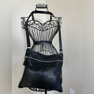 Margot Black Leather Crossbody Purse